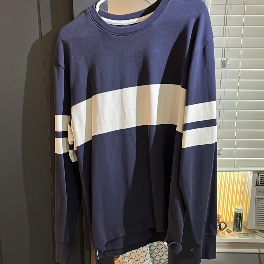 Navy and White Striped Sweatshirt rugby shirt
